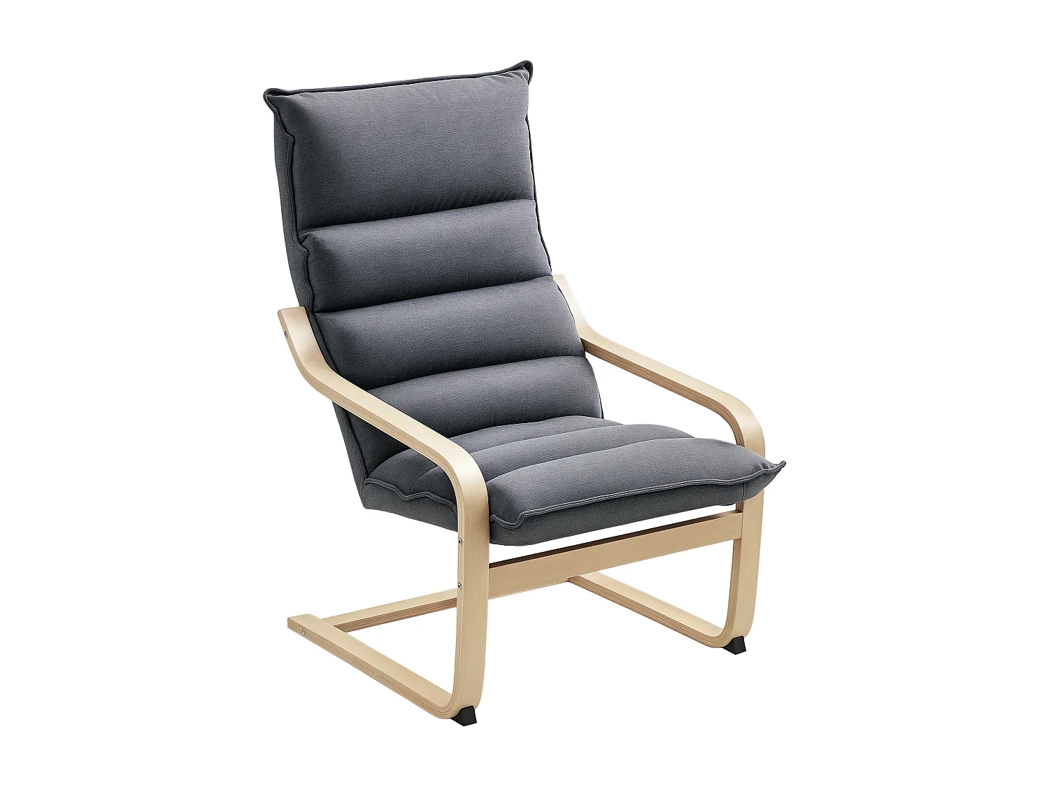 Poltrona a dondolo con cuscini spessi in velluto e legno grigio