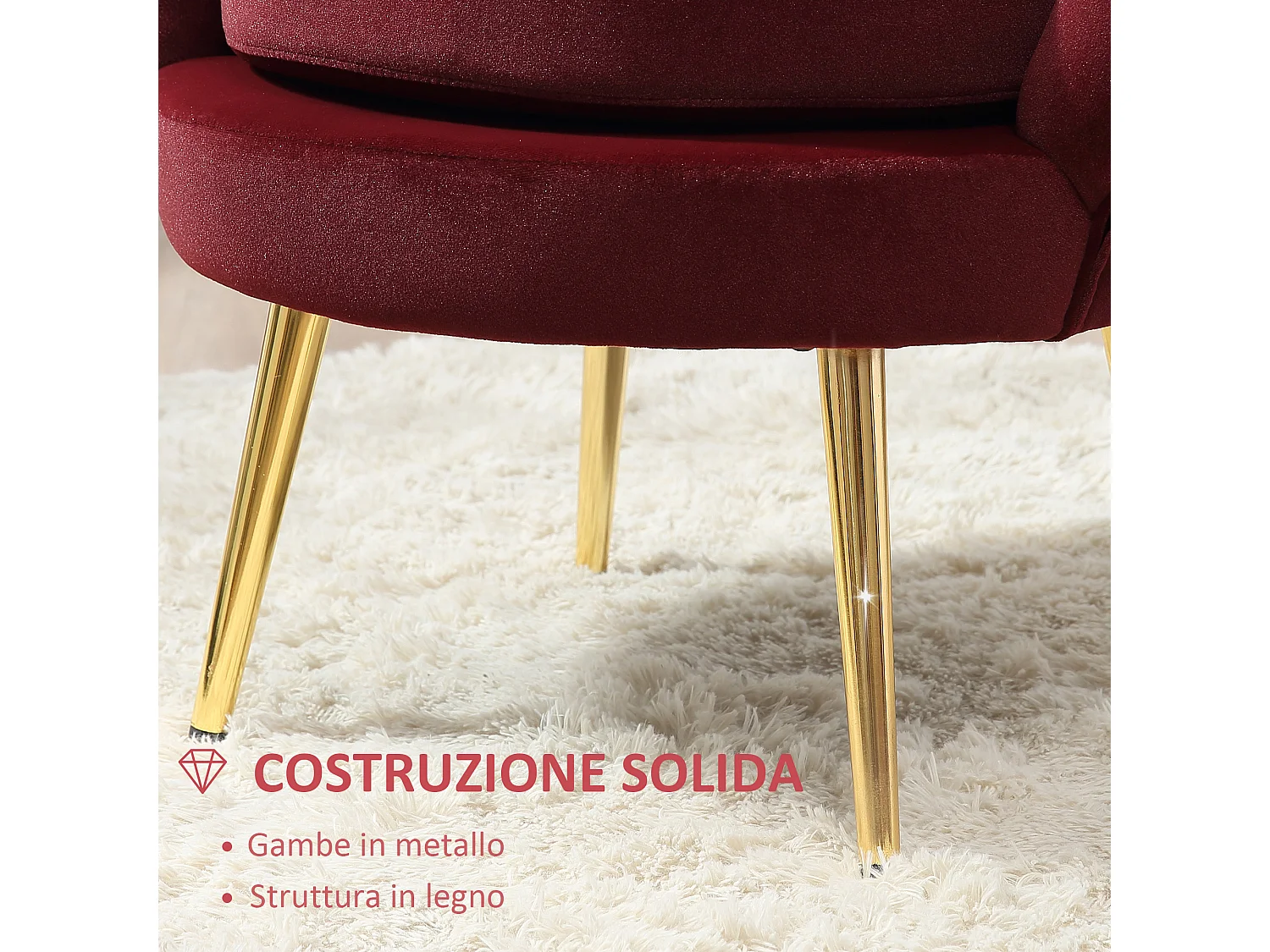 Poltroncina vintage di design da camera in velluto rosso