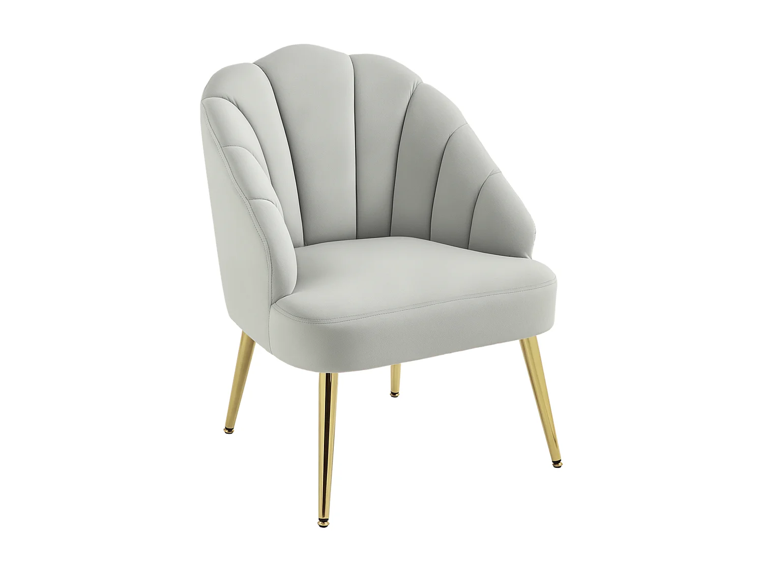 Poltroncina da camera con schienale a conchiglia in velluto grigio