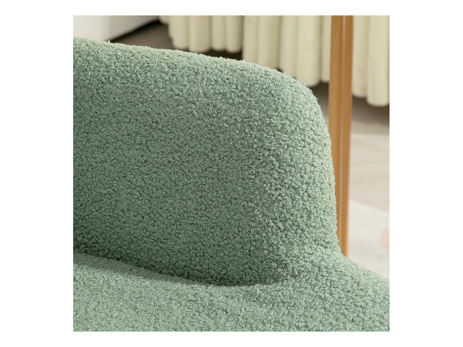 Sedia per soggiorno con schienale alto imbottita verde e oro