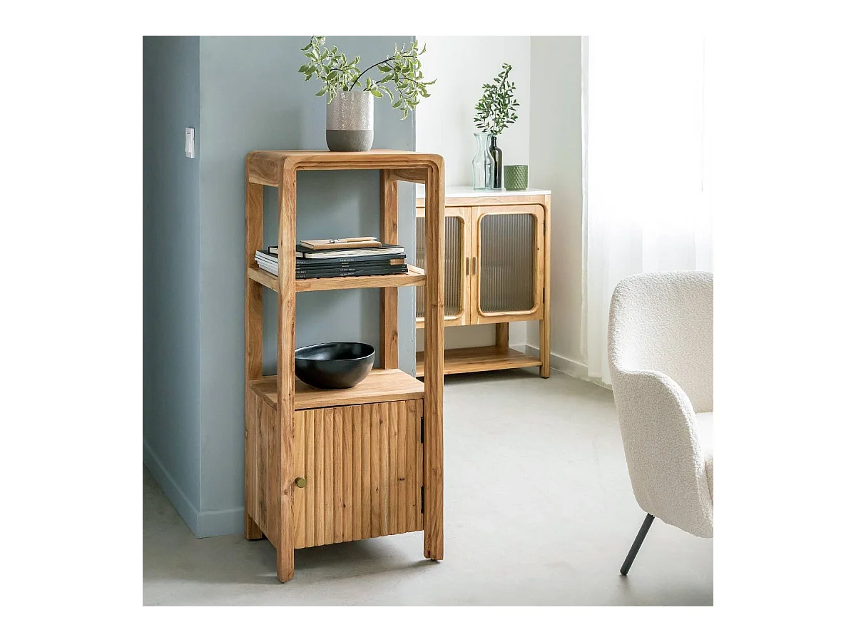 Columna en madera de acacia y metal Emyr