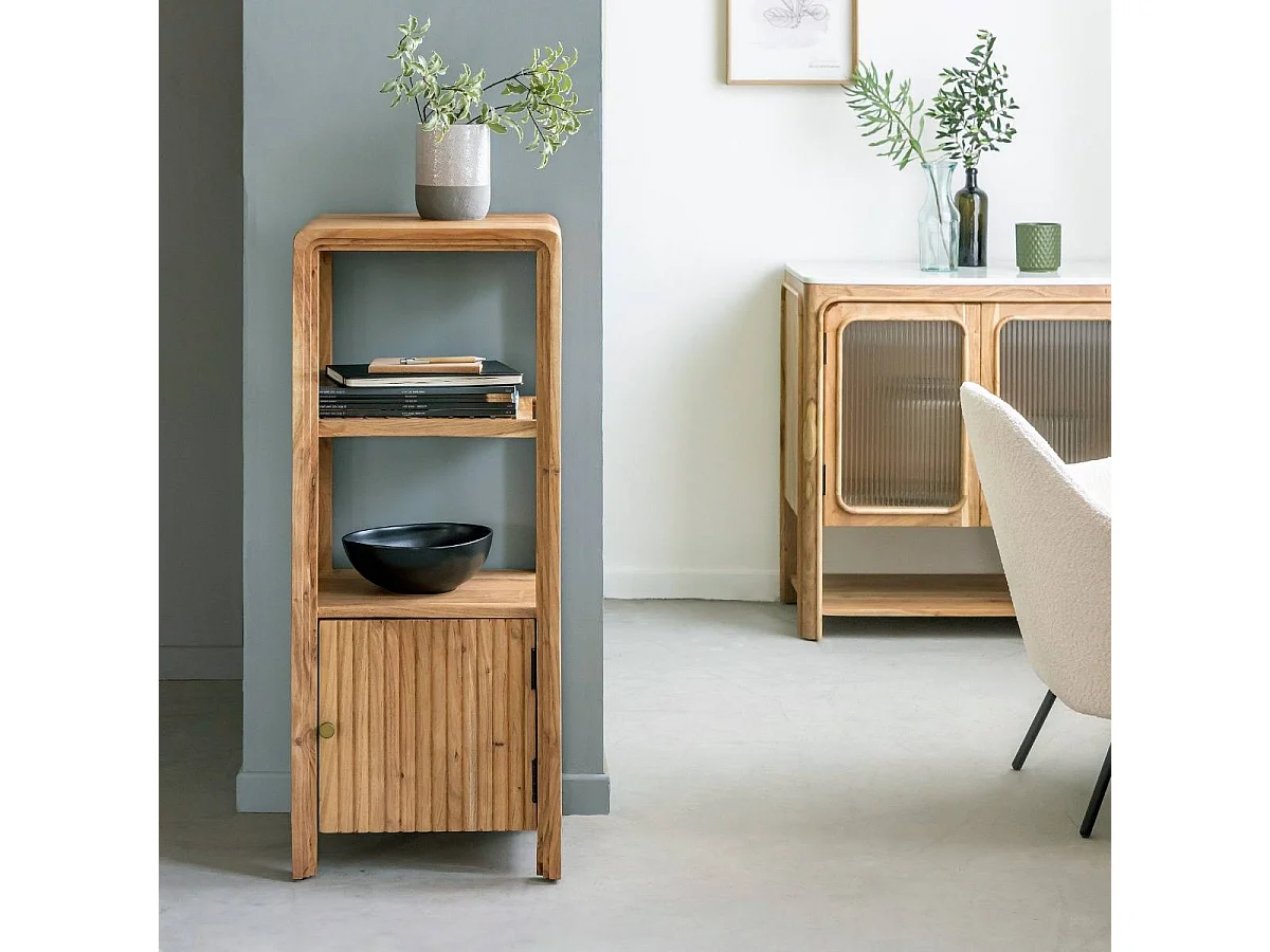 Columna en madera de acacia y metal Emyr