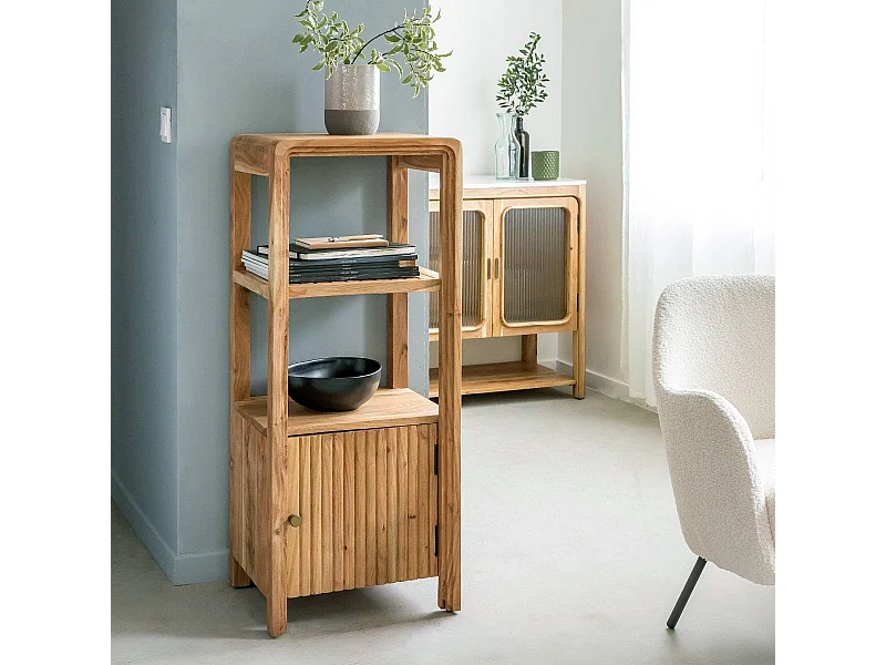 Columna en madera de acacia y metal Emyr