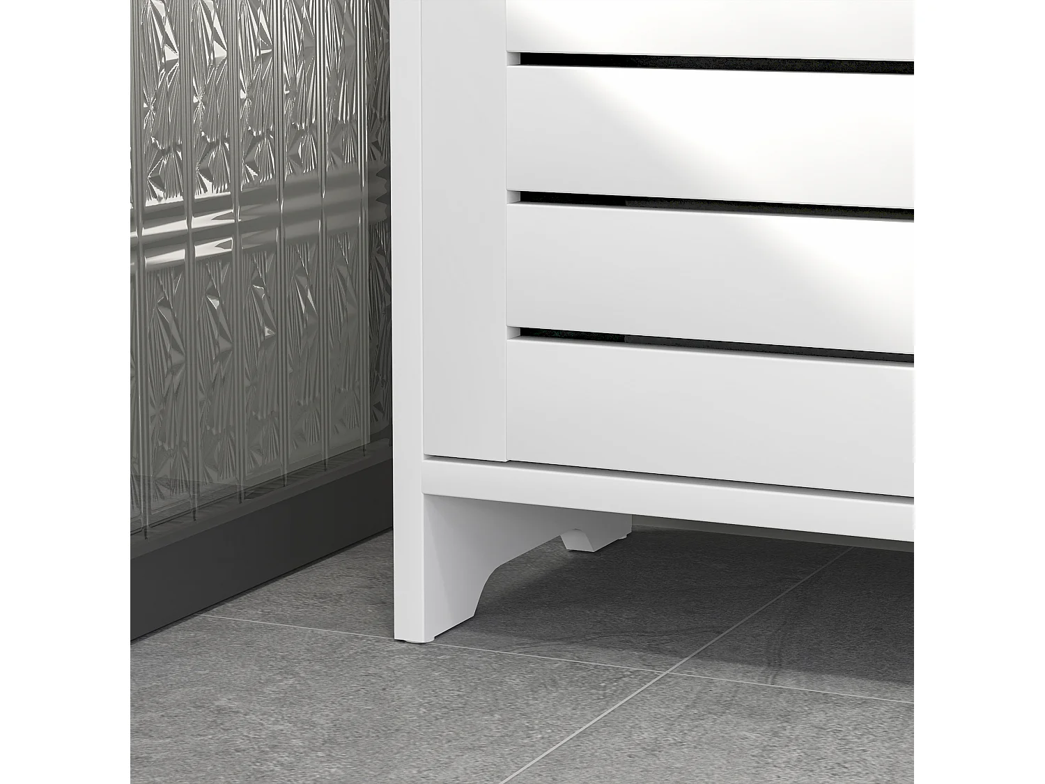 Mobile bagno con armadietto a 3 livelli e 3 ripiani aperti bianco