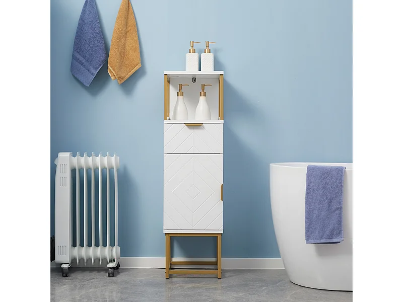 Mobile bagno con armadietto e cassetto in legno e metallo