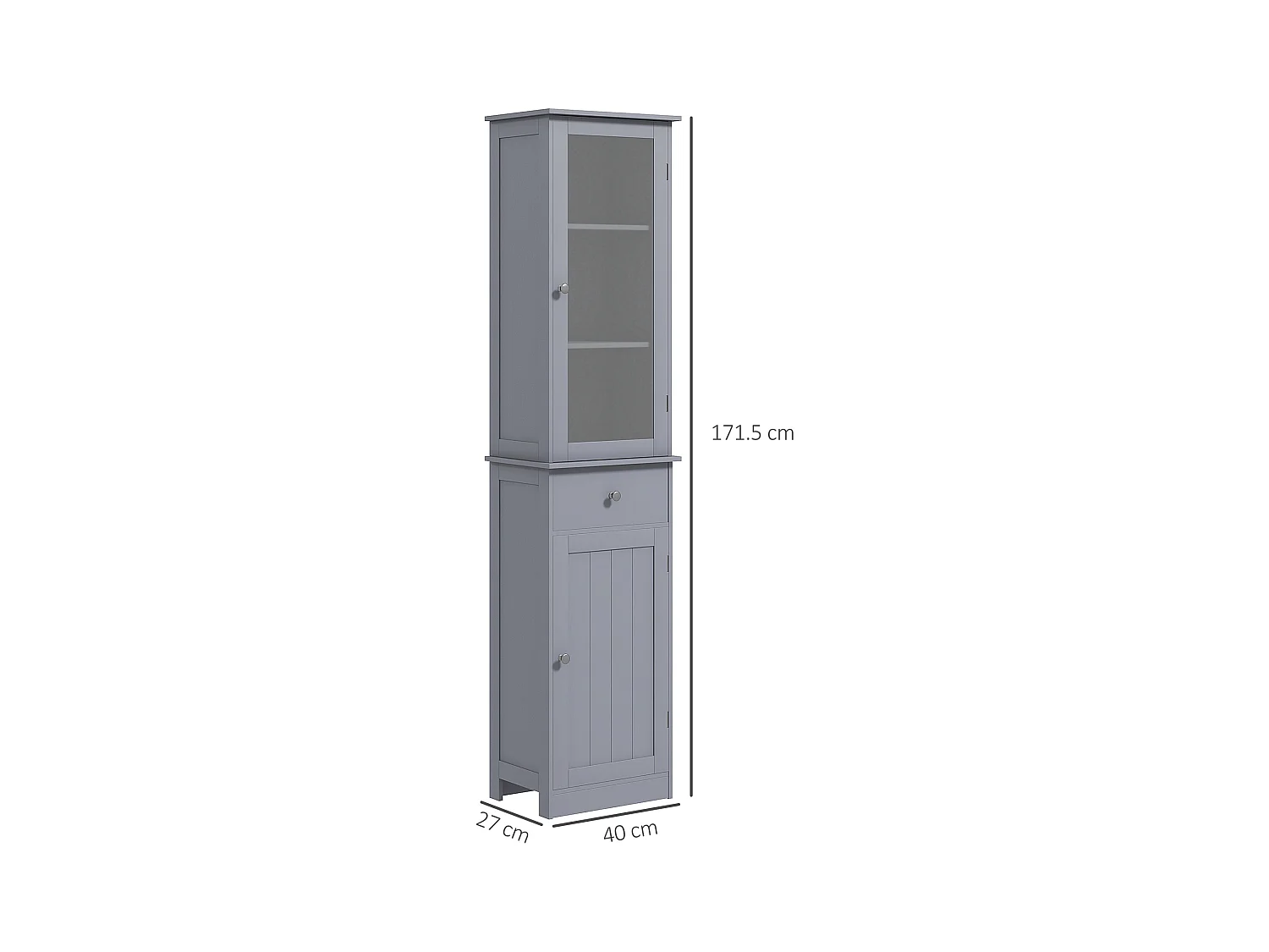 Mobile colonna bagno salvaspazio 40x27x171.5cm in mdf grigio