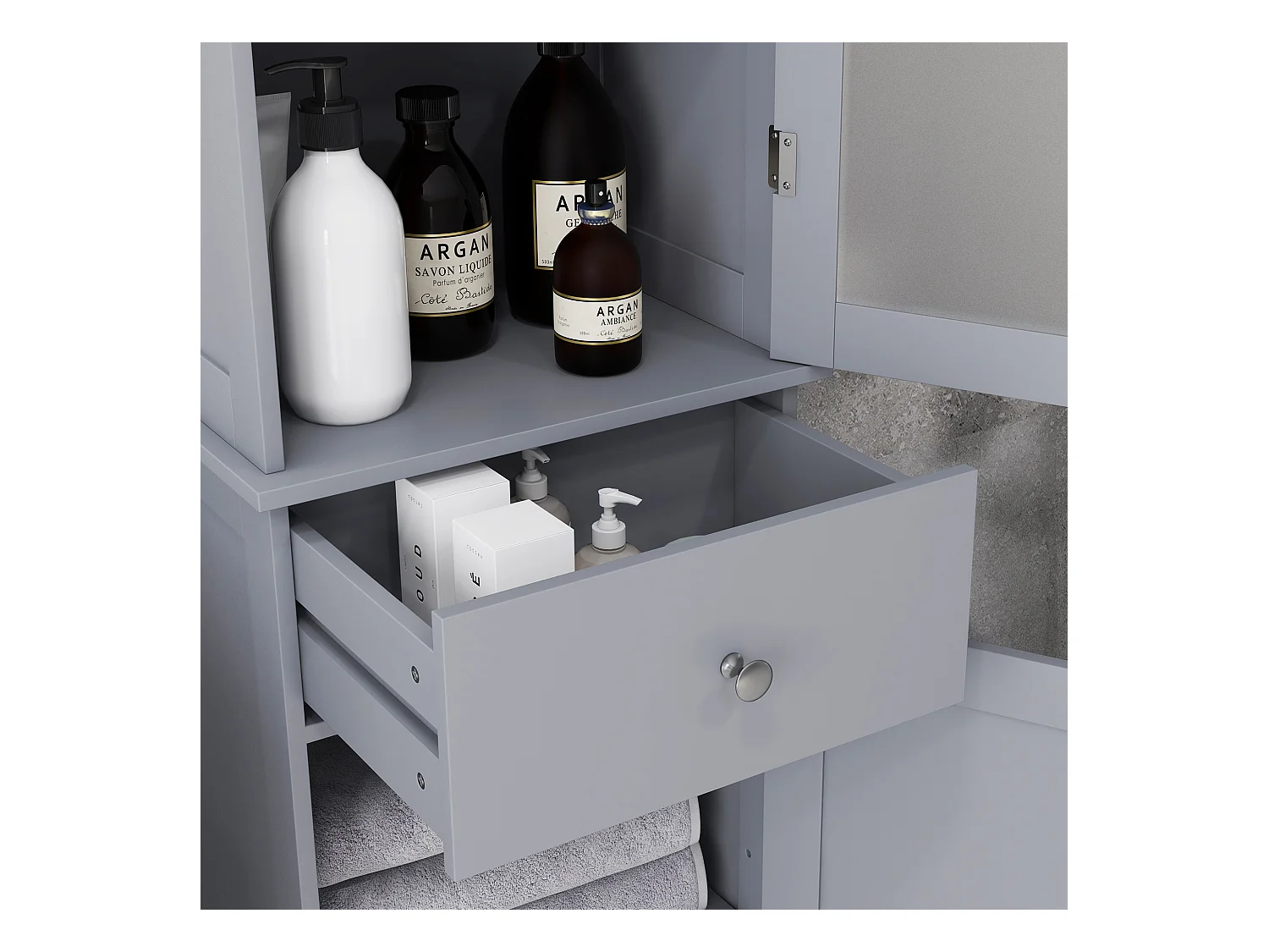 Mobile colonna bagno salvaspazio 40x27x171.5cm in mdf grigio
