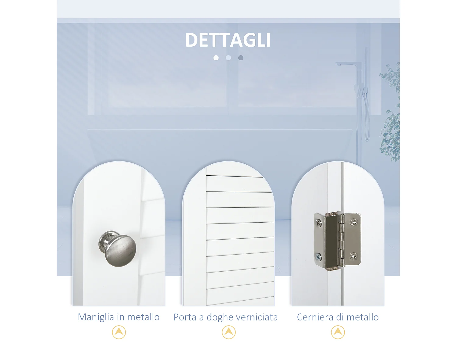 Colonna bagno con ripiano a 3 livelli e armadietto in mdf e truciolato