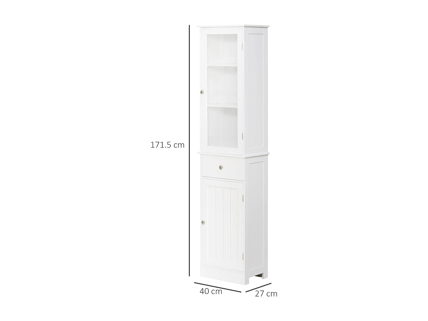 Mobile colonna bagno salvaspazio 40x27x171.5cm in mdf bianco
