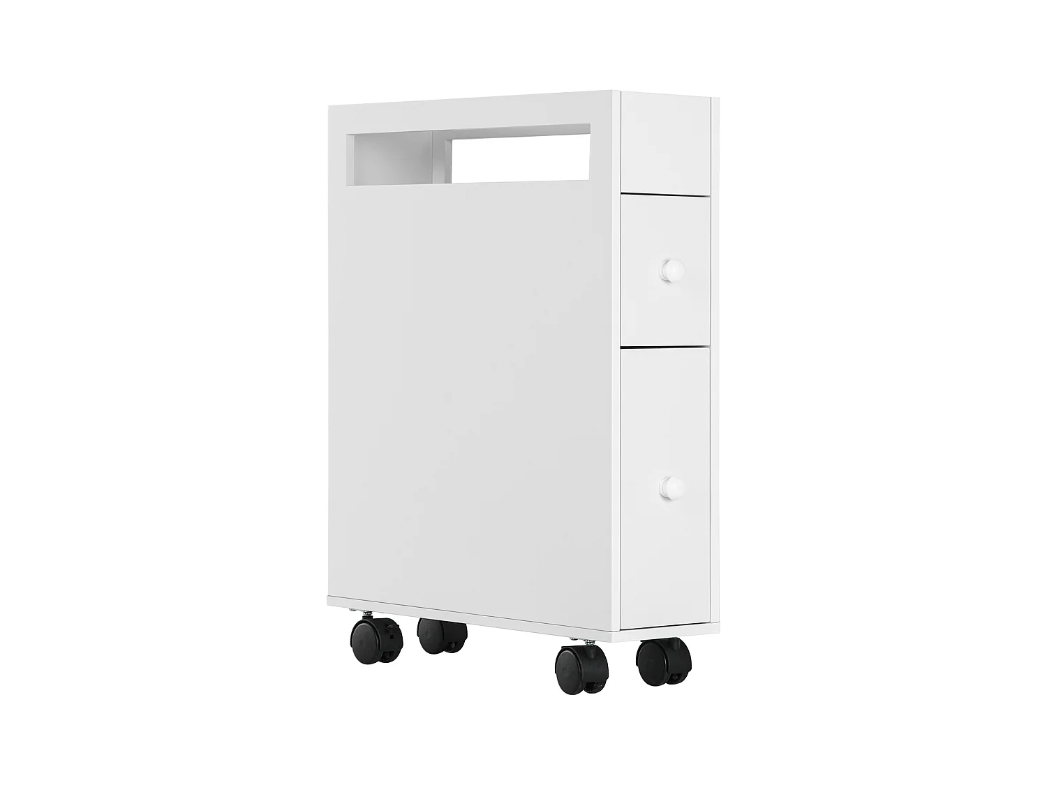 Mobiletto salvaspazio bagno con 4 ruote 16x49.5x66cm bianco