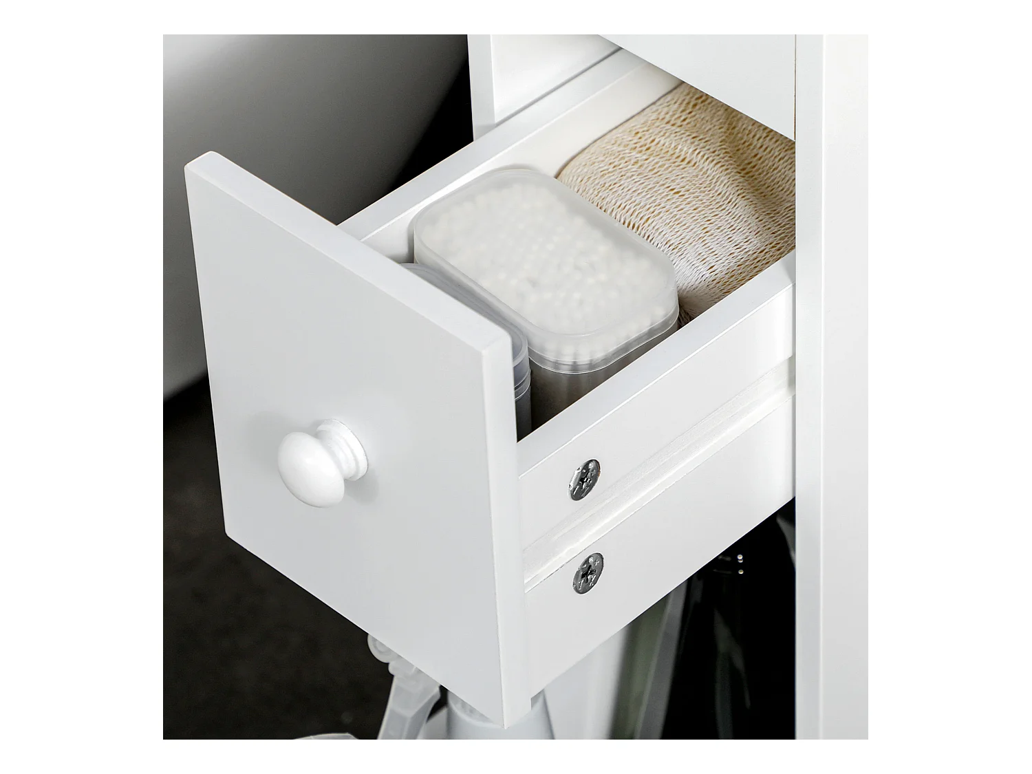 Mobiletto salvaspazio bagno con 4 ruote 16x49.5x66cm bianco