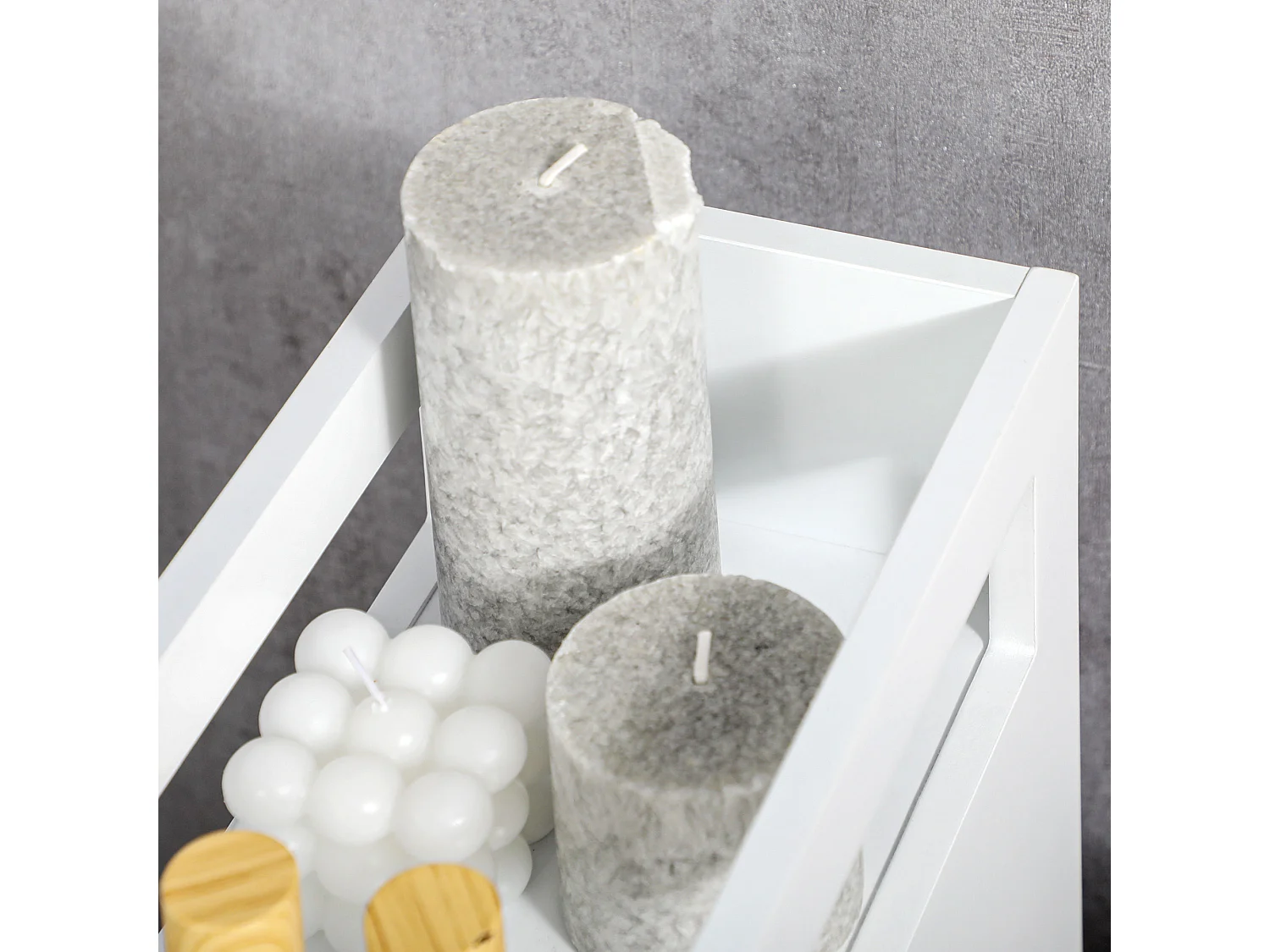 Mobiletto salvaspazio bagno con 4 ruote 16x49.5x66cm bianco