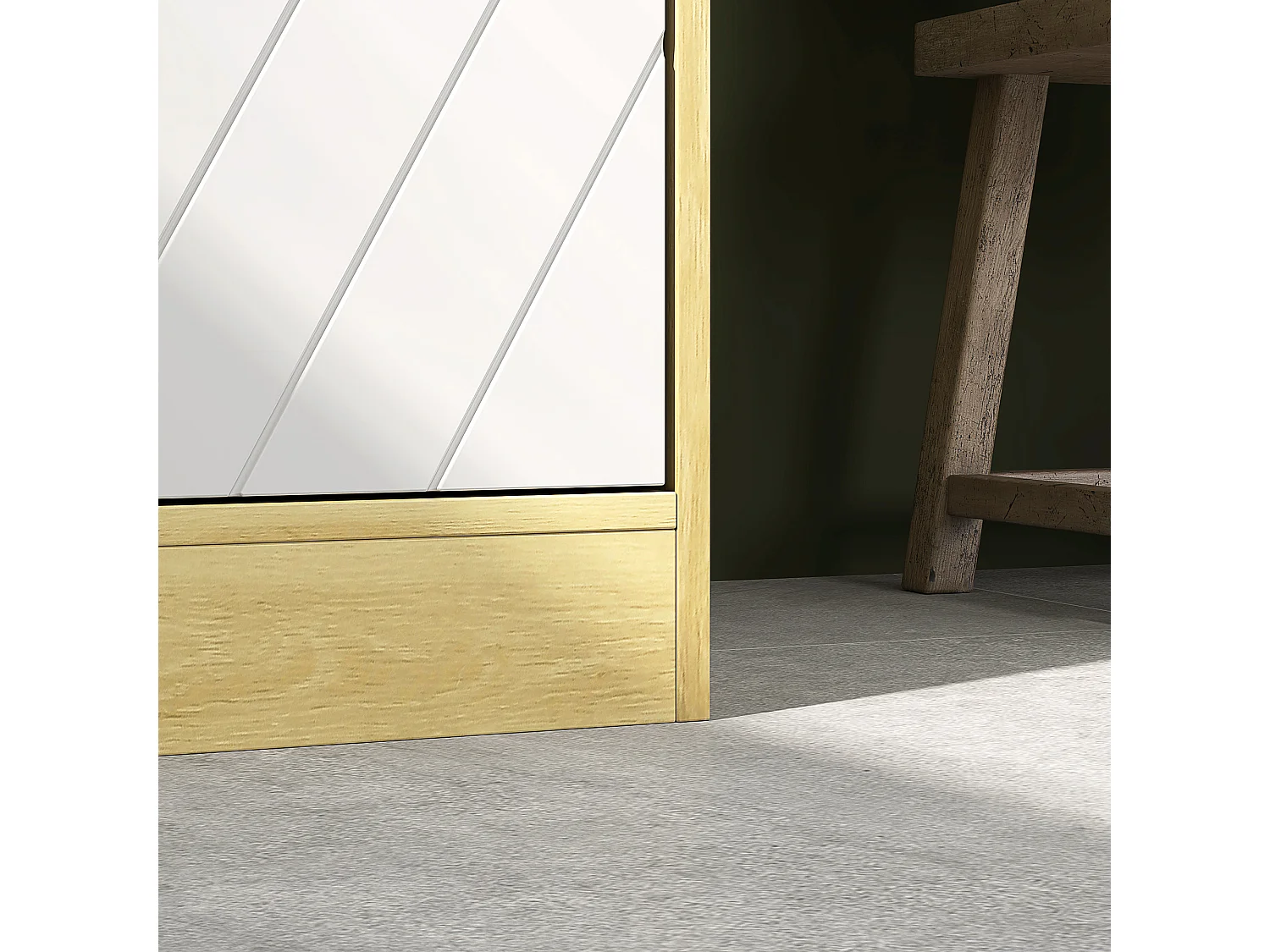 Colonna bagno con 2 armadietti e ripiani in legno rovere e bianco