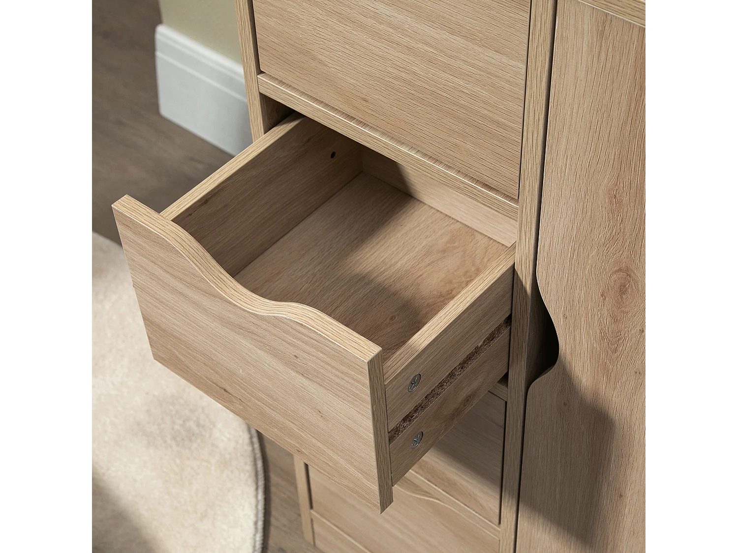 Mobile bagno a 4 cassetti e armadietto 2 livelli in truciolato