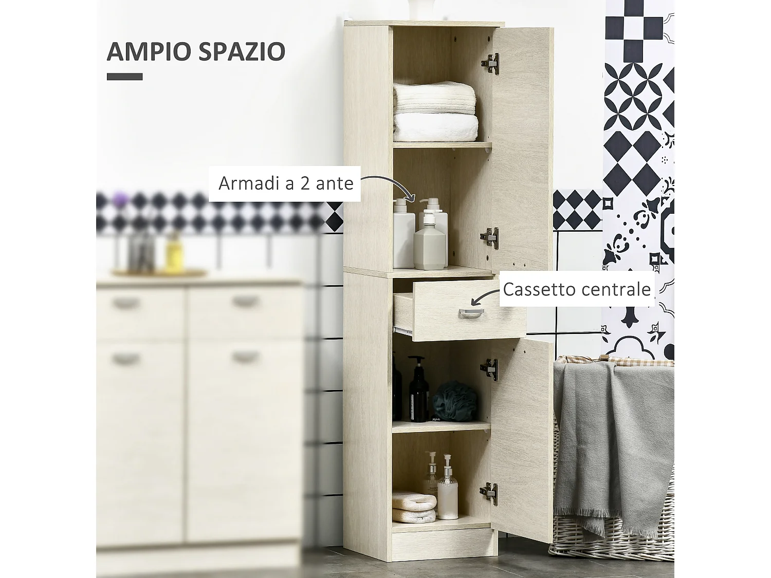 Mobile cucina con 2 armadietti 1 cassetto e ripiano regolabile