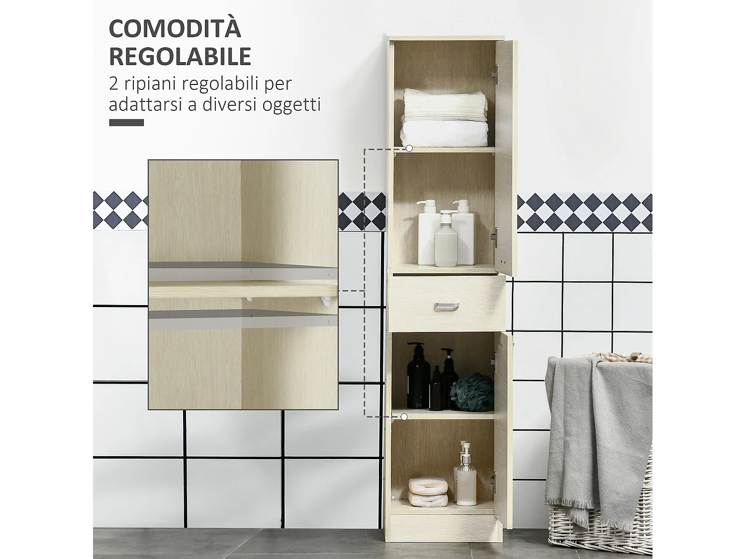 Mobile cucina con 2 armadietti 1 cassetto e ripiano regolabile