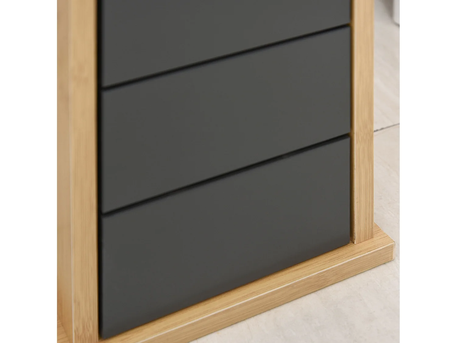 Mobiletto a colonna per bagno bambù e legno grigio