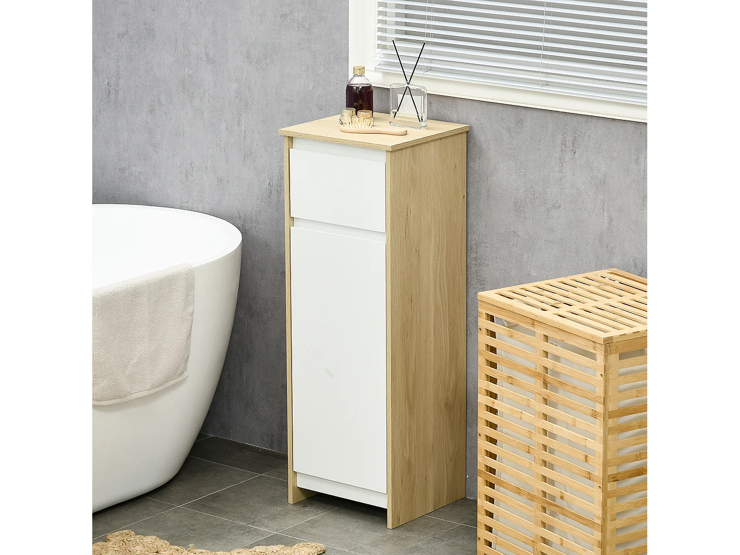 Mobile bagno con cassetto e ripiano regolabile interno in mdf