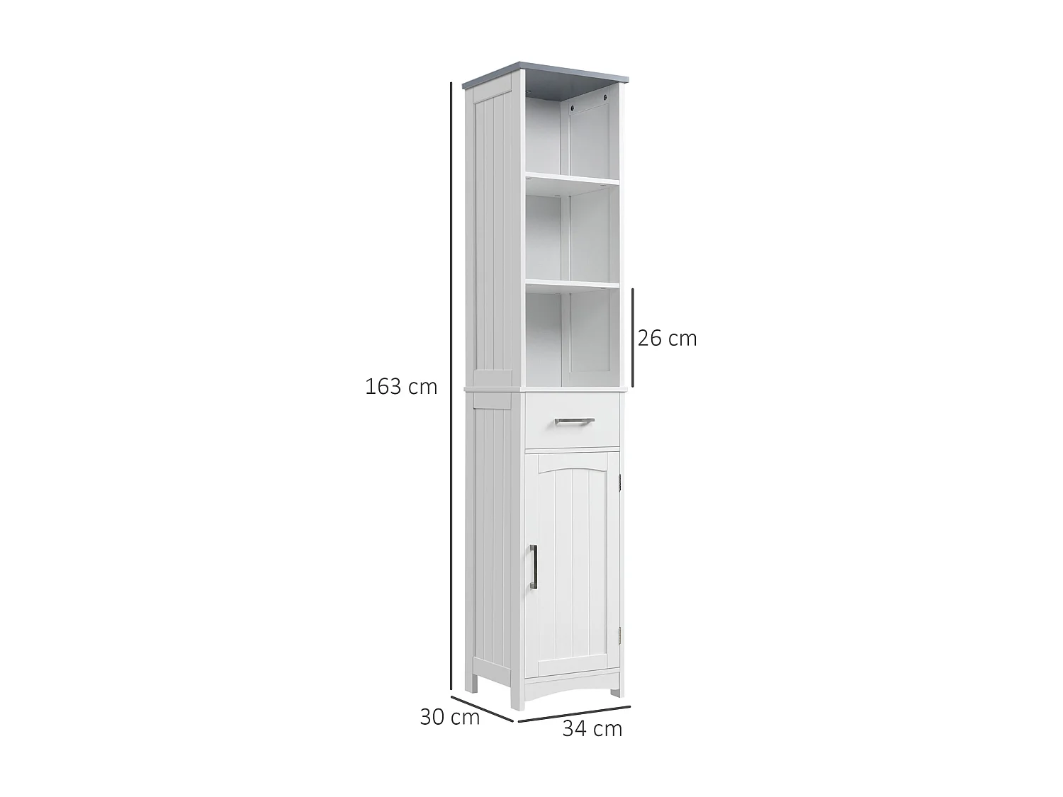 Armadietto bagno scaffale 3 ripiani 1 cassetto 1 armadietto