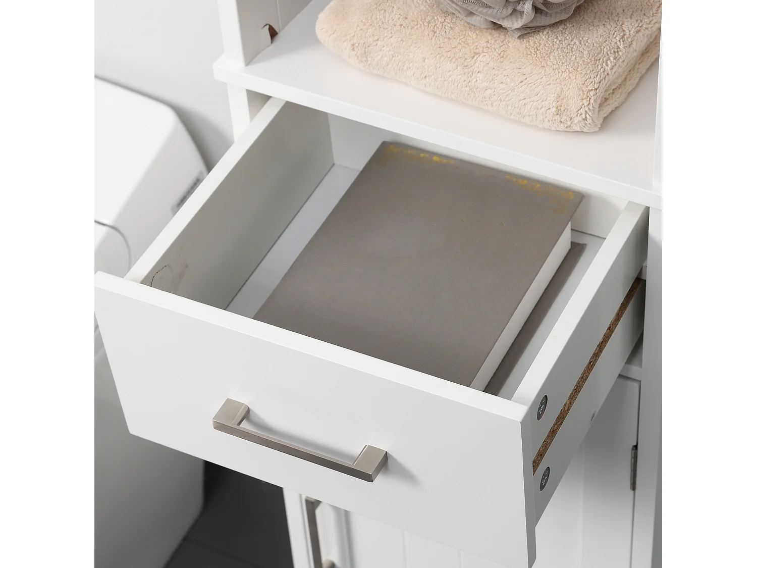 Armadietto bagno scaffale 3 ripiani 1 cassetto 1 armadietto