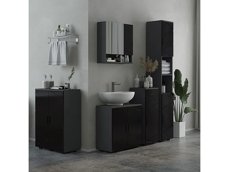 kleankin Colonna Bagno con 2 Ripiani Aperti e 2 Armadietti a 2 Livelli