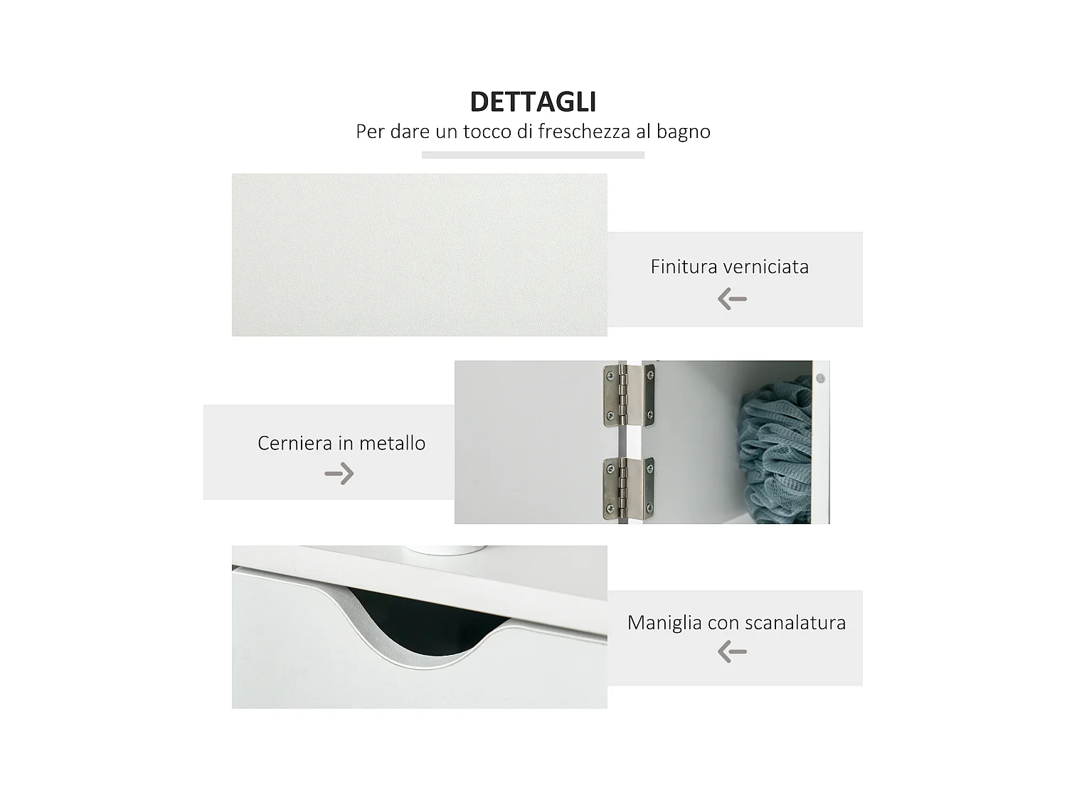 Mobile bagno 2 armadietti 2 ripiani 15.2x29.8x118 cm bianco