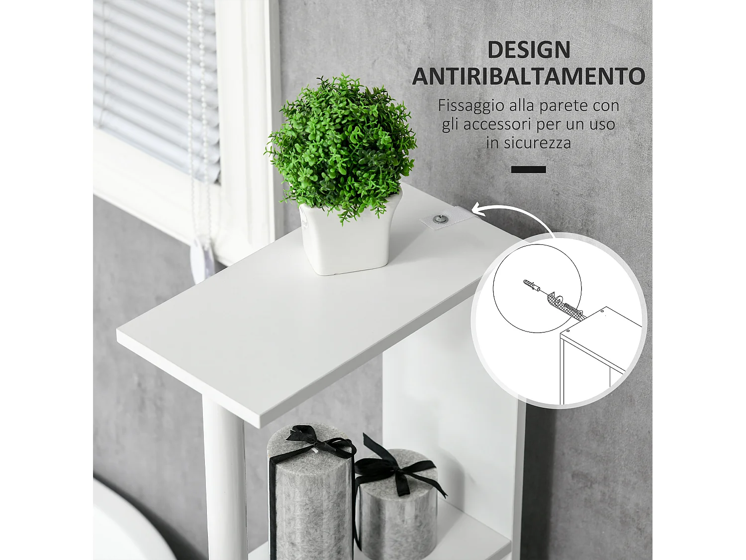 Mobile bagno 2 armadietti 2 ripiani 15.2x29.8x118 cm bianco