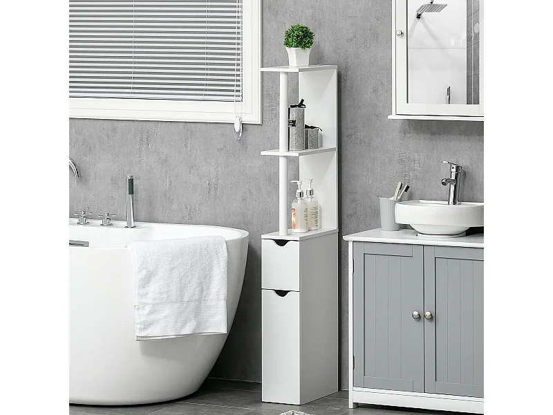 Mobile bagno 2 armadietti 2 ripiani 15.2x29.8x118 cm bianco