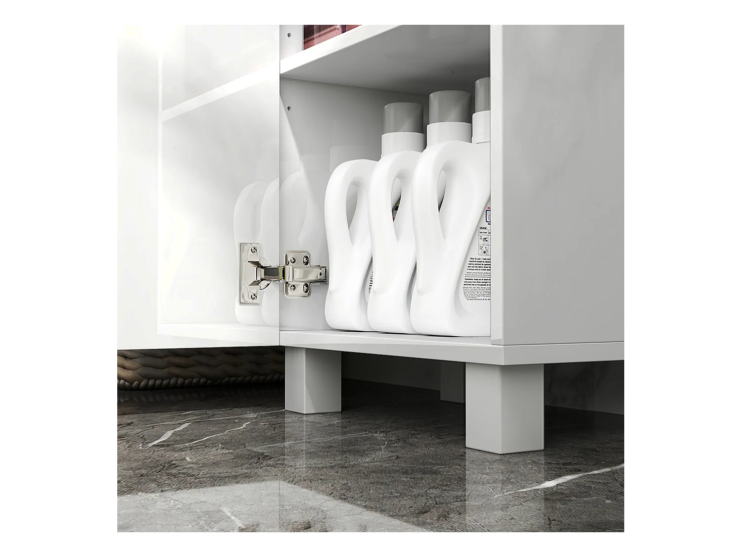 Colonna bagno moderna con 2 armadietti e ripiani regolabili bianco