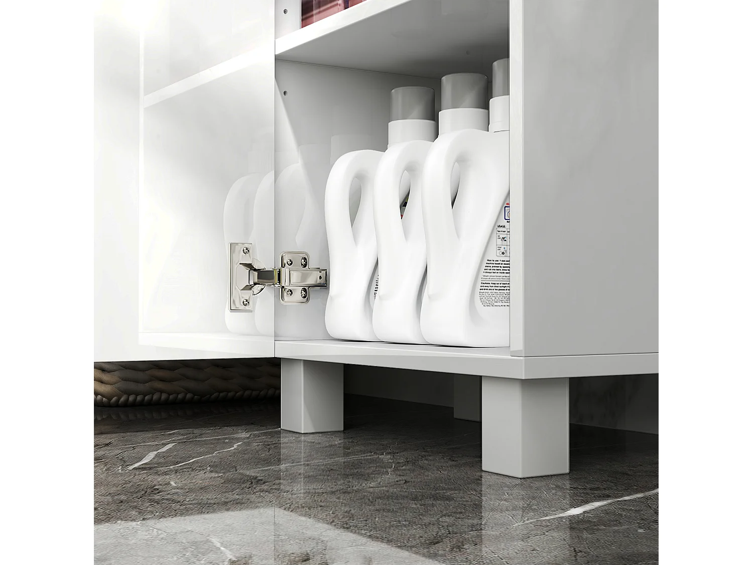 Colonna bagno moderna con 2 armadietti e ripiani regolabili bianco