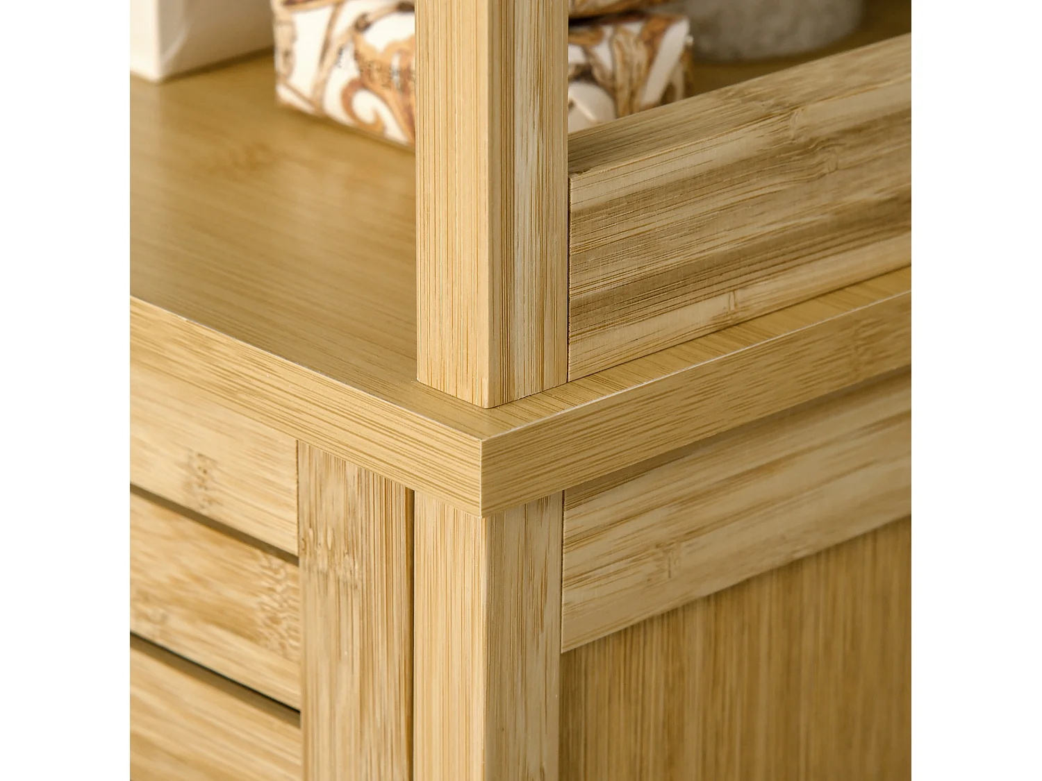 Mobile bagno 3 ripiani 1 credenza design a doghe bambù