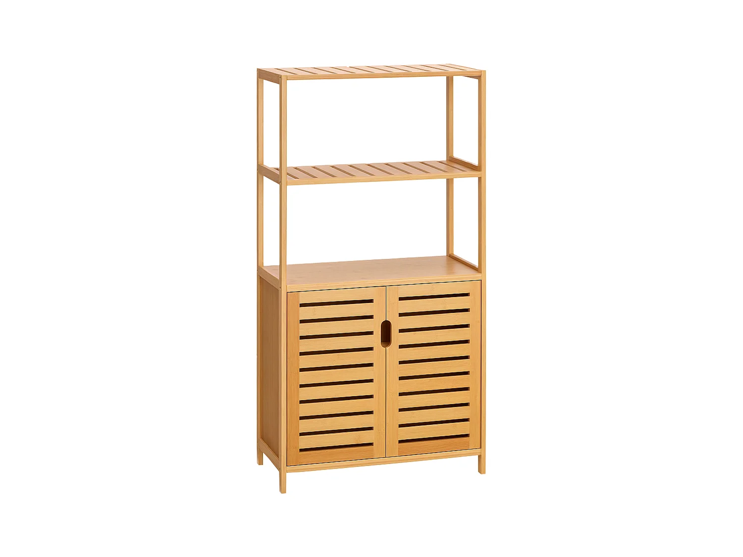 Mobile bagno con armadietto a 2 ante e ripiani in bambù