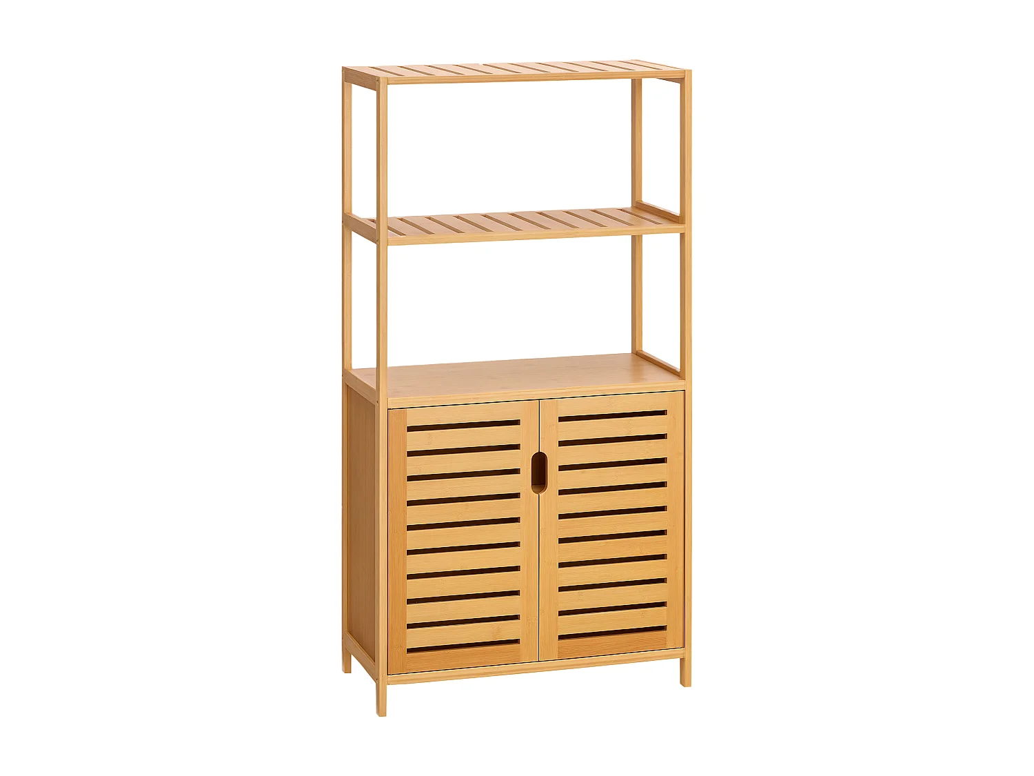 Mobile bagno con armadietto a 2 ante e ripiani in bambù