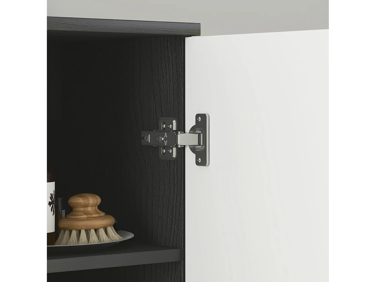 Colonna bagno con 2 armadietti e cassetto in legno 30x28x180 cm nero