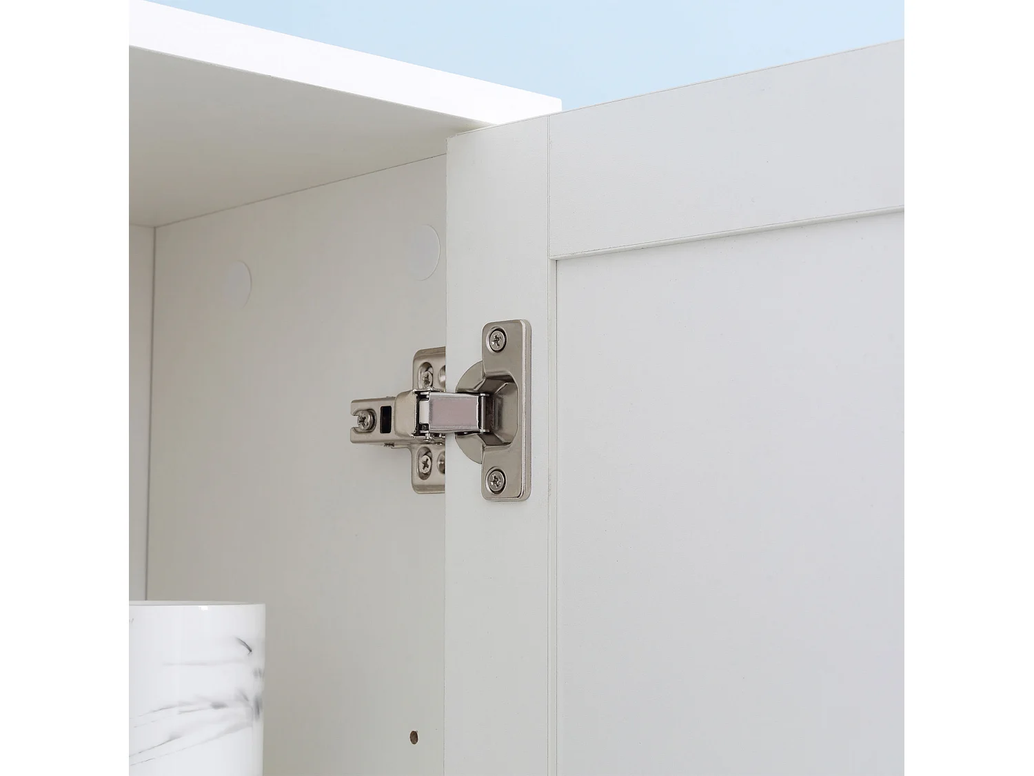 Colonna bagno salvaspazio in legno con specchio bianco