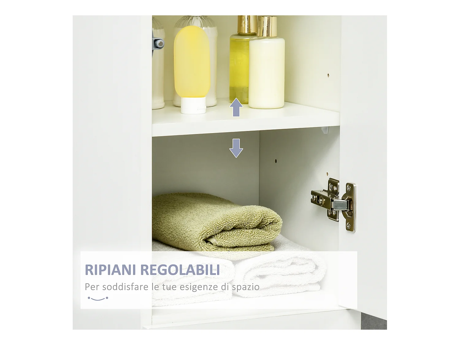 Colonna bagno con 2 armadietti e cassetto bianco lucido
