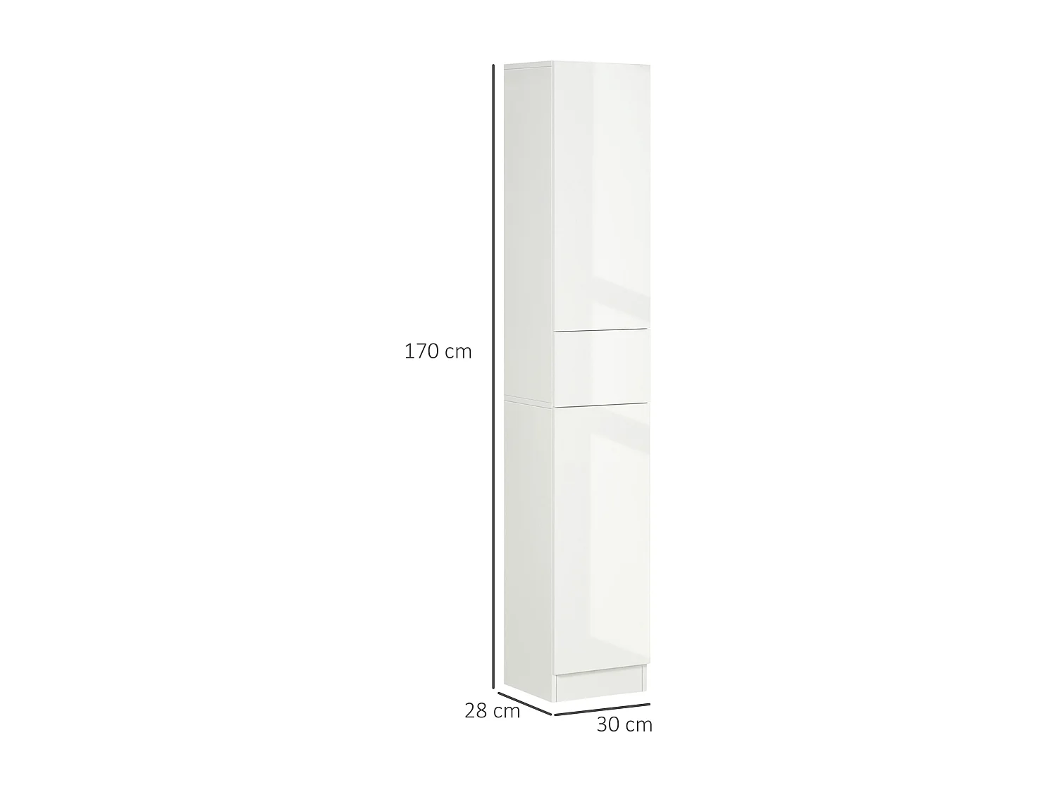 Colonna bagno con 2 armadietti e cassetto bianco lucido