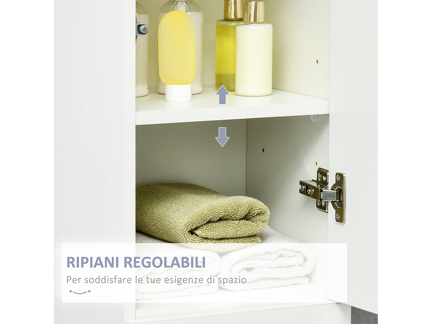 Colonna bagno con 2 armadietti e cassetto bianco lucido