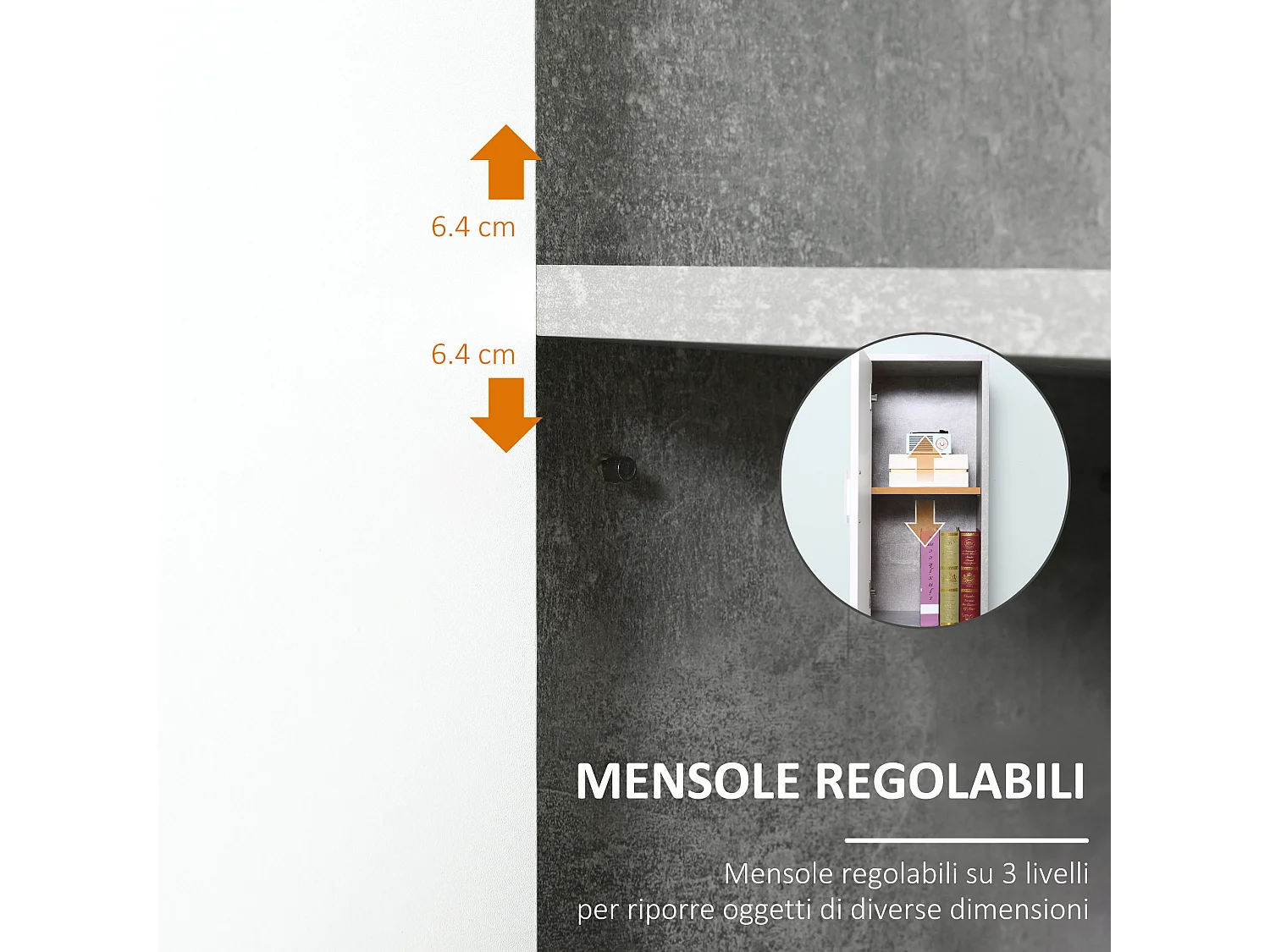 Colonna bagno 2 armadietti 2 vani aperti in legno 30x30x180cm