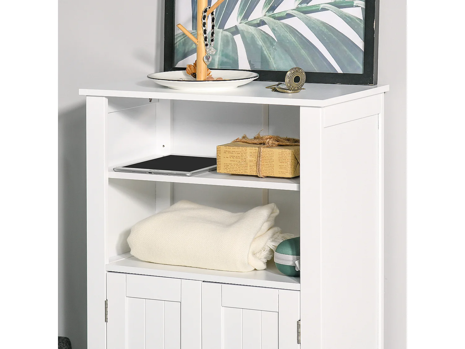 Mobile bagno con mensole regolabili e armadietto 2 ante legno