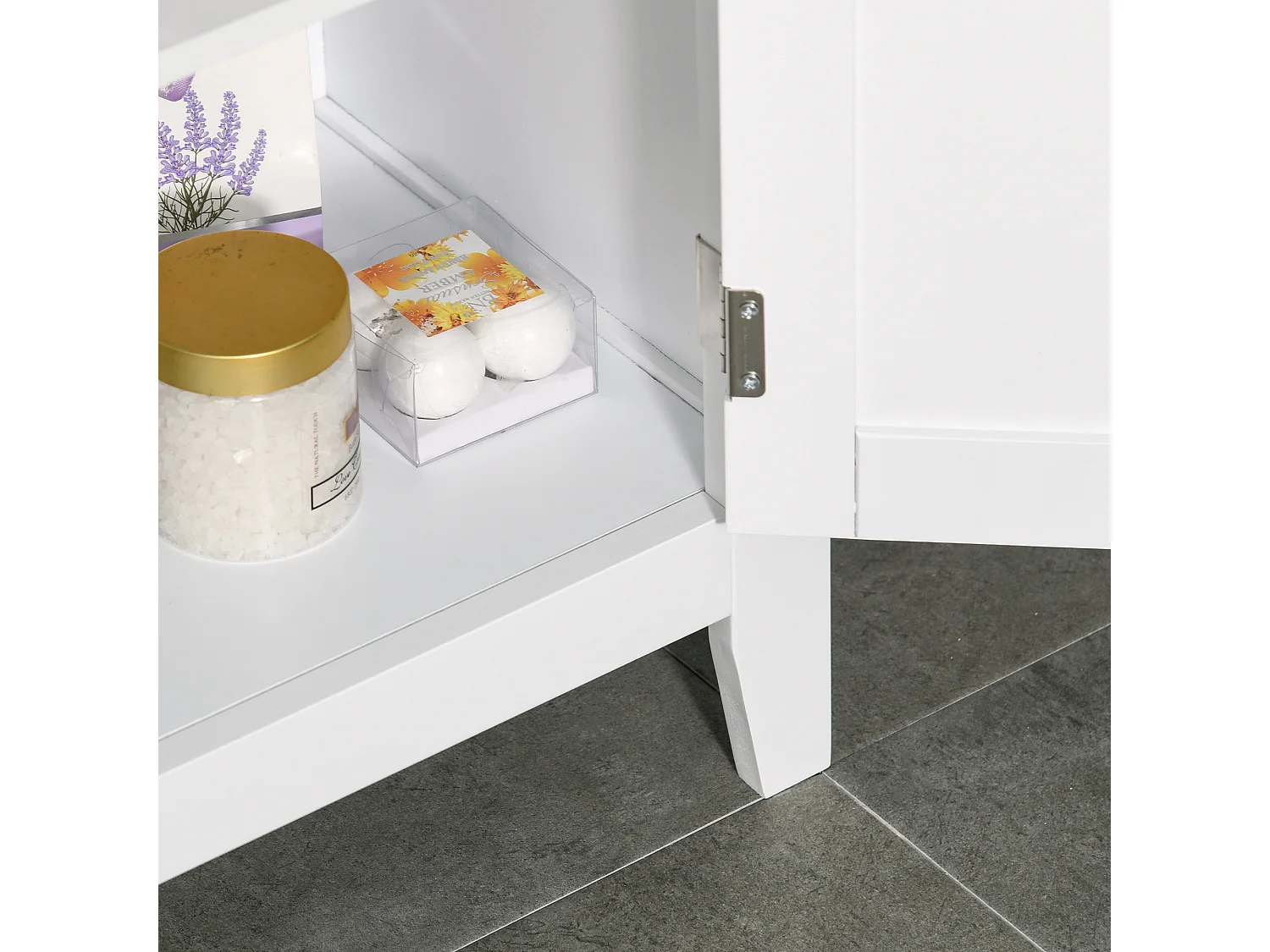 Mobile bagno con mensole regolabili e armadietto 2 ante legno