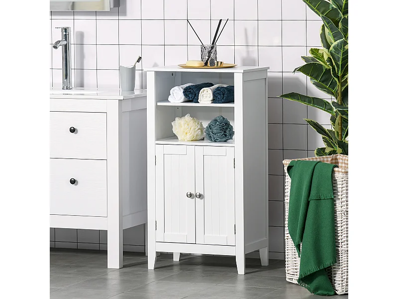 Mobile bagno con mensole regolabili e armadietto 2 ante legno