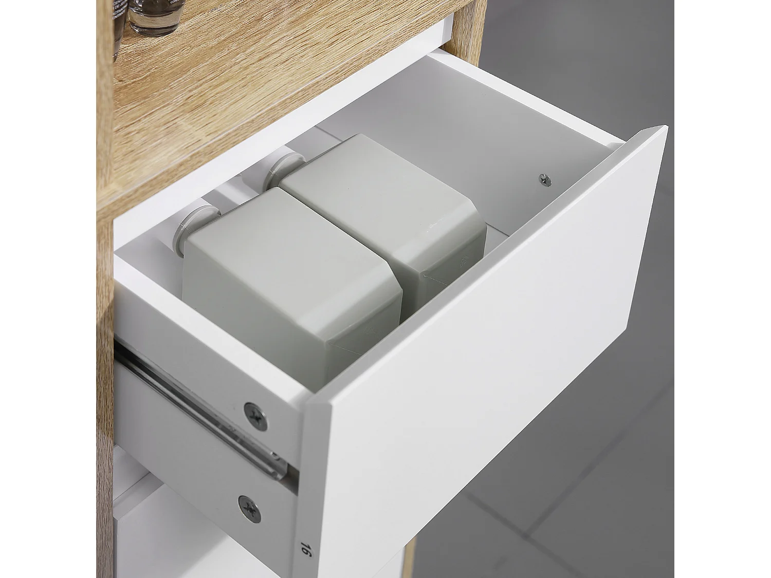 Scaffale bagno salvaspazio mobiletto a colonna legno bianco