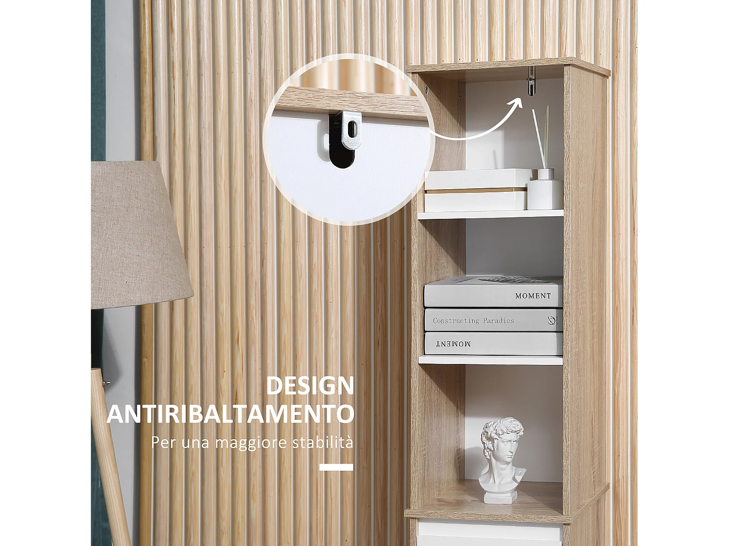 Scaffale bagno salvaspazio mobiletto a colonna legno bianco