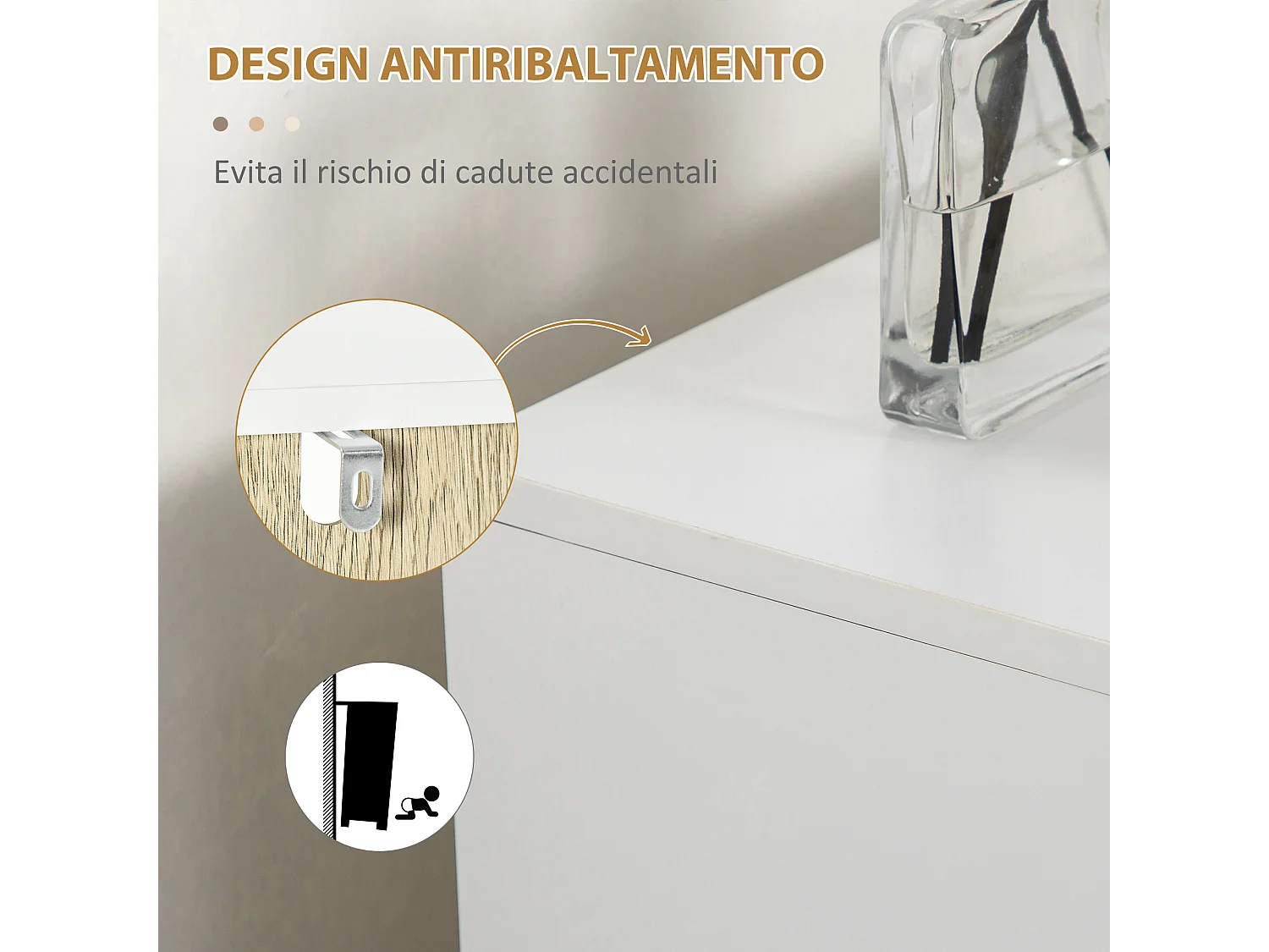 Mobiletto bagno in legno con ripiano e armadietto con anta