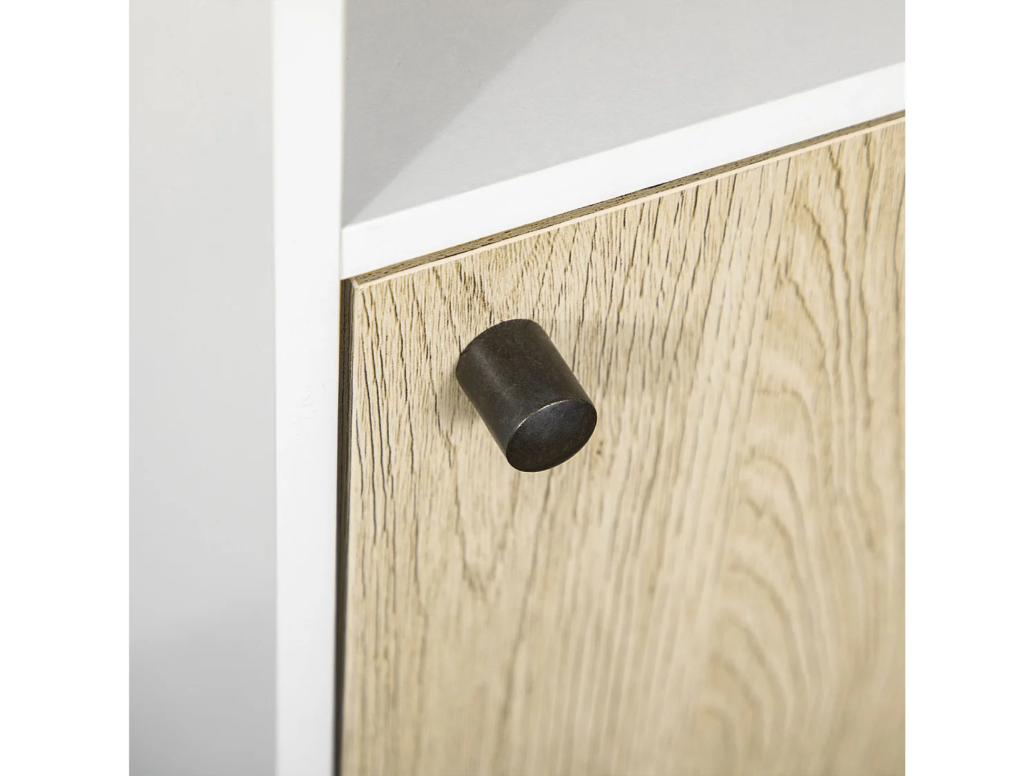 Mobiletto bagno in legno con ripiano e armadietto con anta