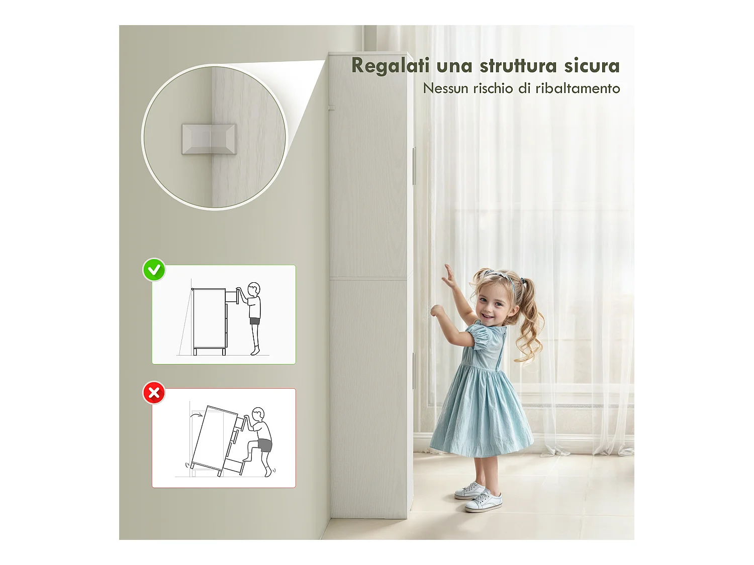 Mobile colonna bagno a 2 armadietti con 6 ripiani regolabili bianco