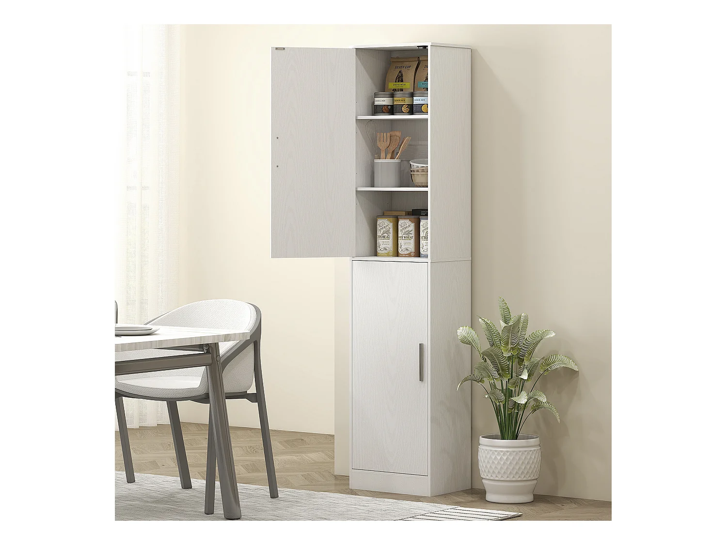 Mobile colonna bagno a 2 armadietti con 6 ripiani regolabili bianco