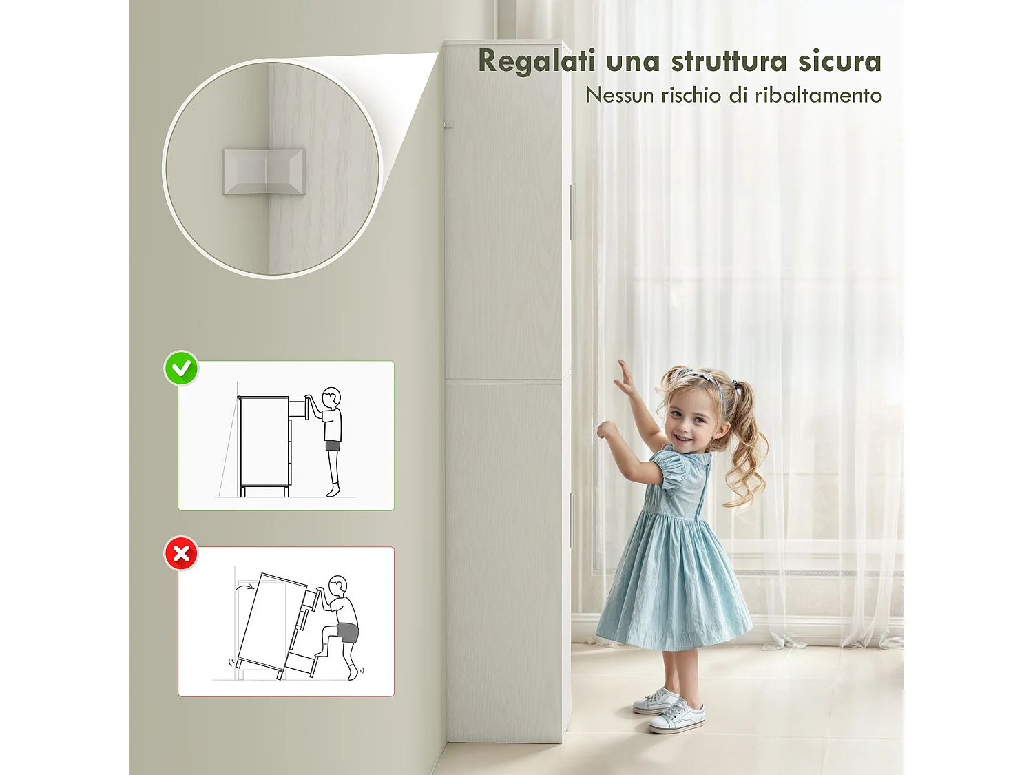 Mobile colonna bagno a 2 armadietti con 6 ripiani regolabili bianco