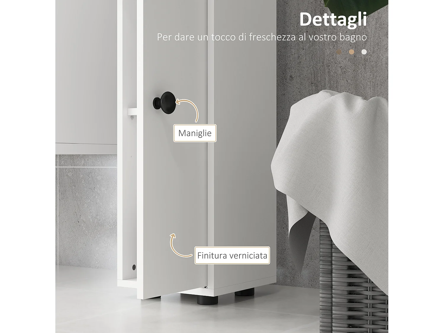 Colonna Bagno con cassetto, 2 armadietti e 4 ripiani aperti bianco